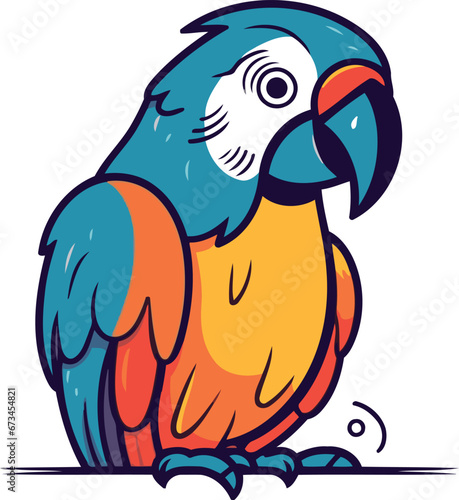 Colorful parrot icon isolated on white background. Vector illustration.