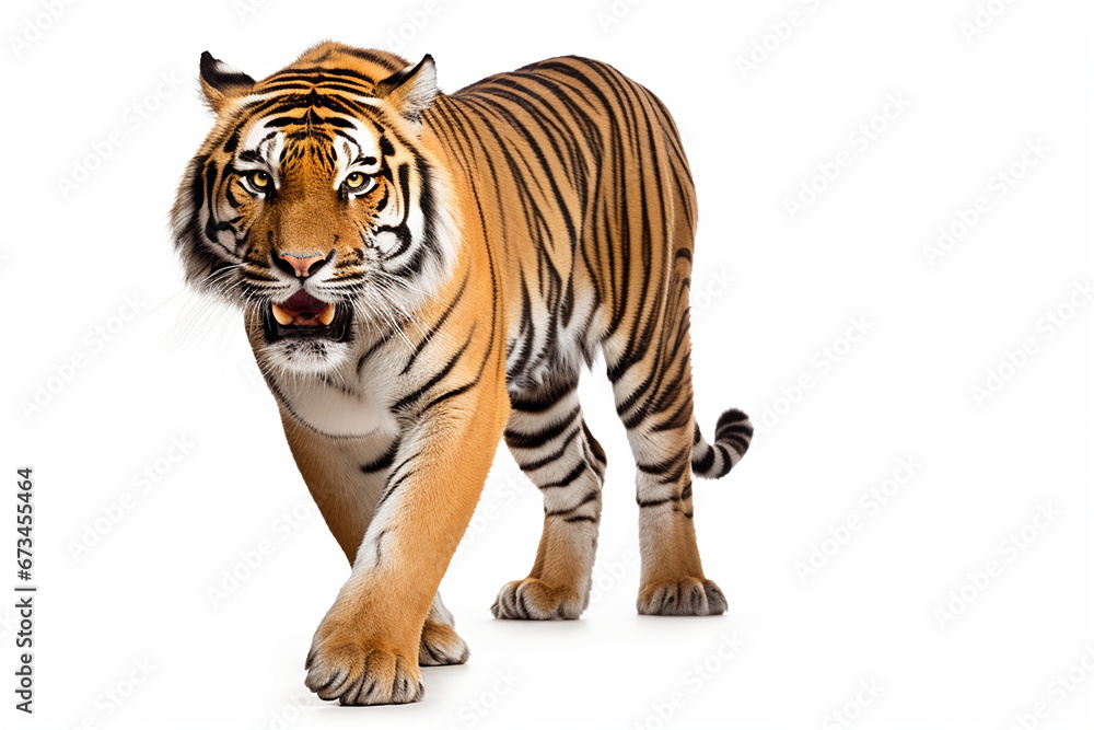 Fototapeta premium Tiger, Tiger Isolated In White, Tiger In White Background, Tiger Isolated On White Background