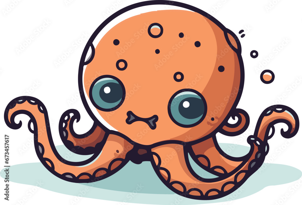 Fototapeta premium Cute octopus vector illustration. Cute octopus character.