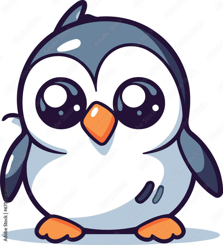 Obraz premium Cute cartoon penguin. Vector illustration isolated on white background.