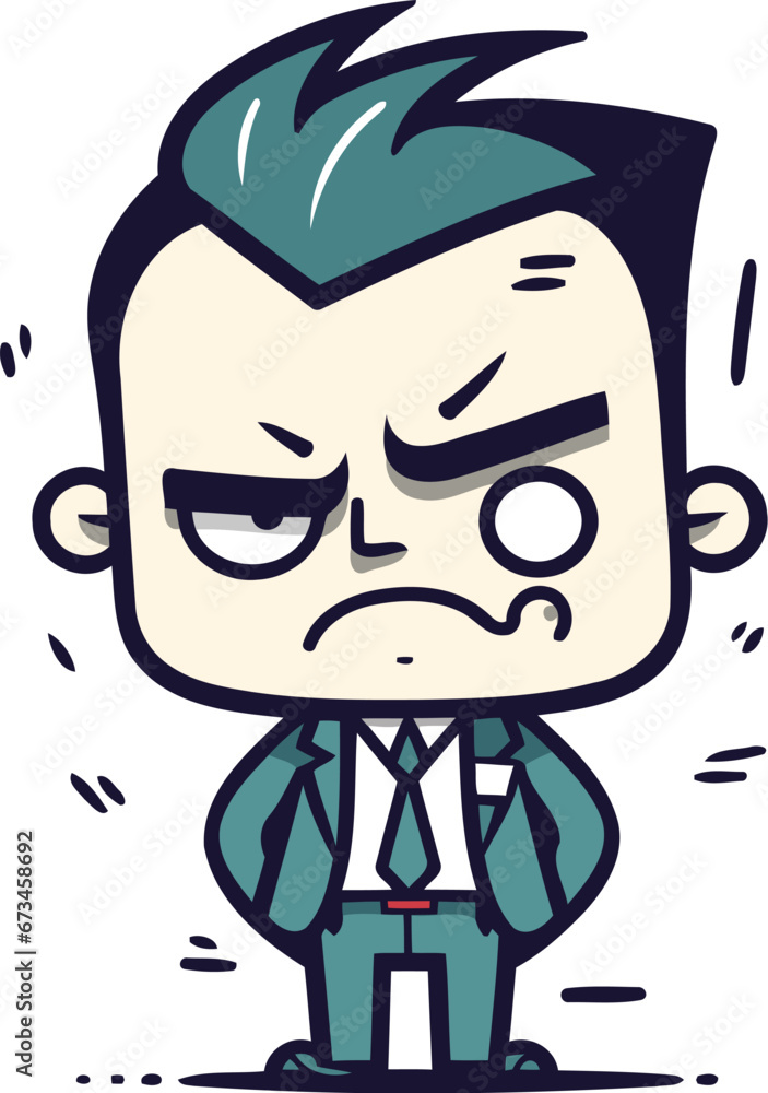 Angry Cartoon Businessman Retro Vector Illustration Angry Cartoon Businessman Retro Vector Illustration