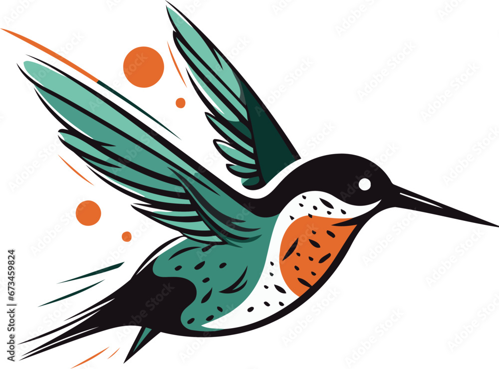 Fototapeta premium Hummingbird isolated on white background. Hand drawn vector illustration.