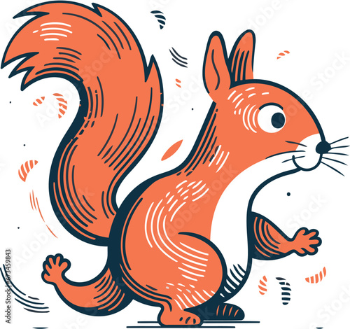 Squirrel. Vector illustration of a squirrel with a nut in his paws.