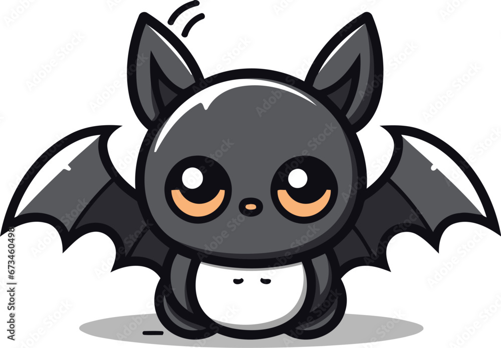 Cute Bat Cartoon Mascot Character Design Vector Illustration.