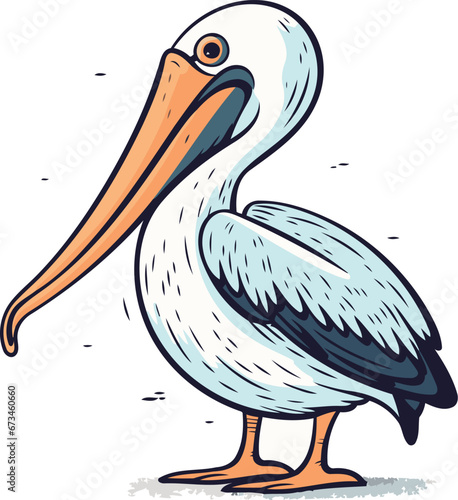 Pelican cartoon vector illustration. Hand drawn pelican icon. photo