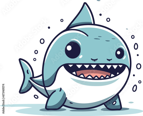 Cute cartoon shark. Vector illustration in a flat style on a white background.