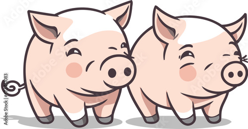Piggy cute cartoon character vector illustration. Cute piggy cartoon vector illustration.