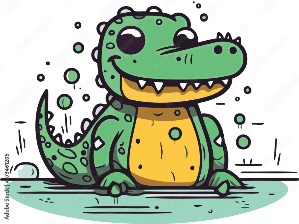 Obraz premium Cute crocodile. Vector illustration of a cartoon crocodile.