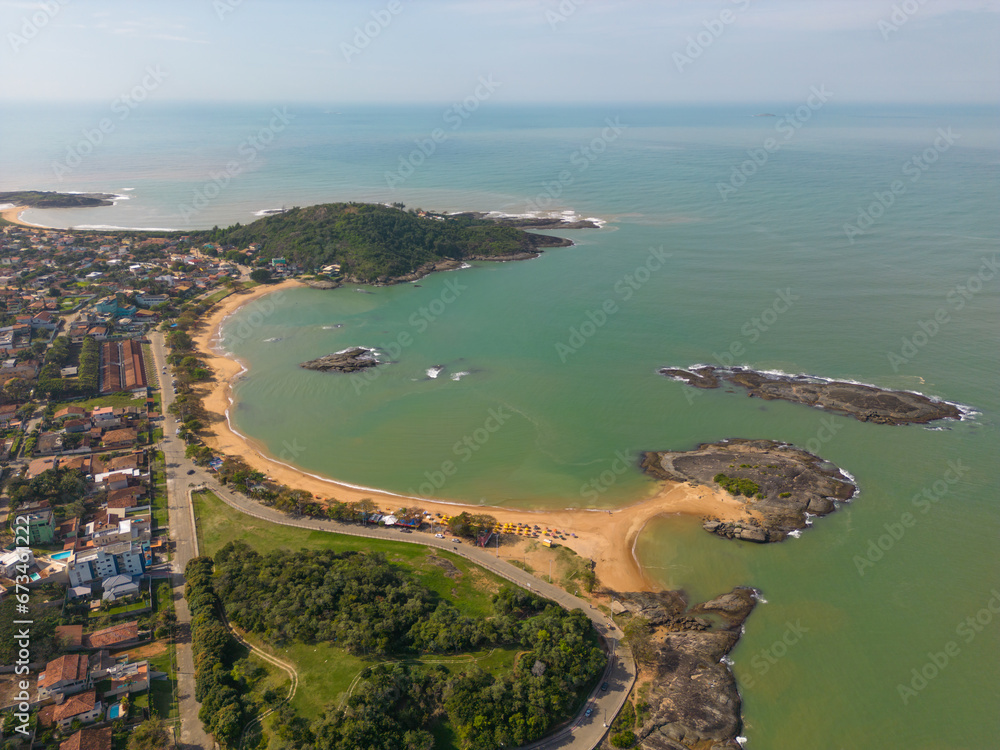 Aerial view of Setiba Beach in Setiba in the city of Guarapari, Espirito Santo, Brazil
