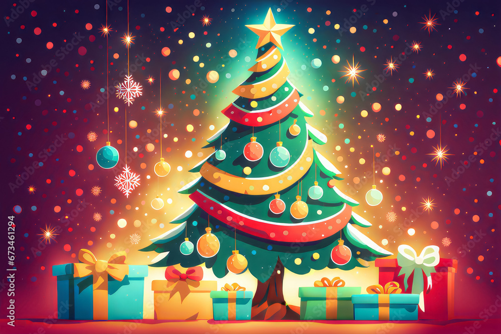 Obraz premium bunter Weihnachtsbaum, generated image