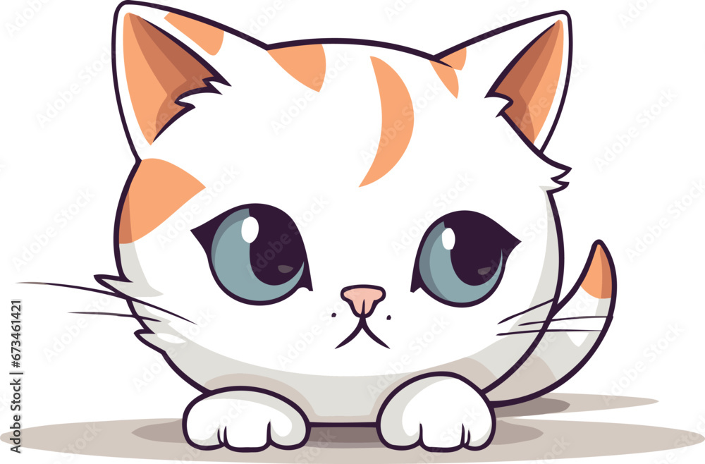 Fototapeta premium Cute cartoon cat isolated on a white background. Vector illustration.