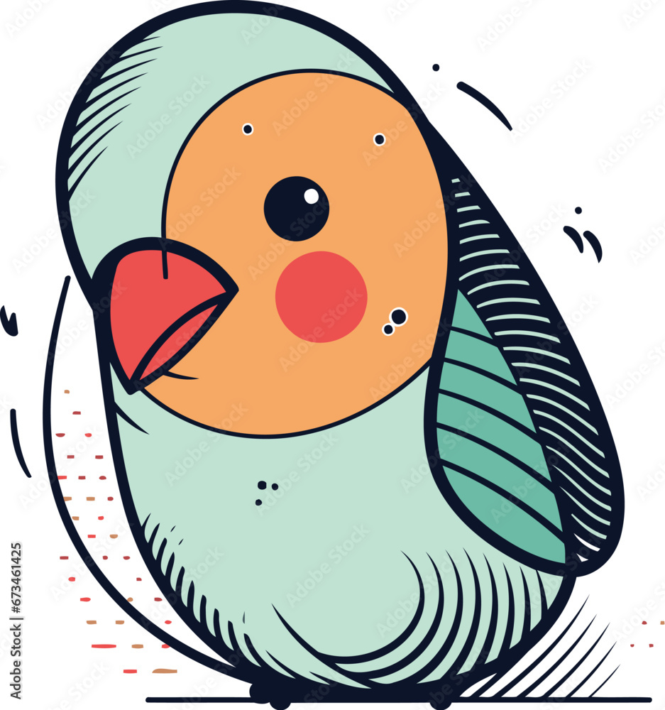 Fototapeta premium Cute little bird. Hand drawn vector illustration in cartoon style.