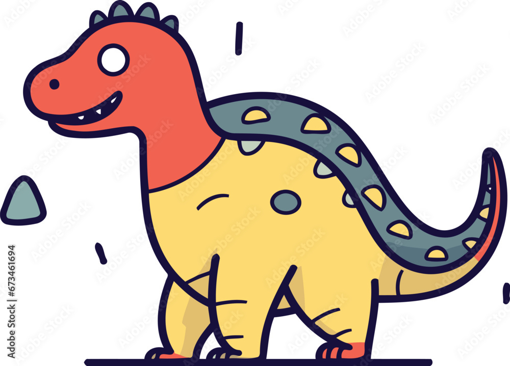 Dinosaur doodle line icon. vector illustration. eps 10
