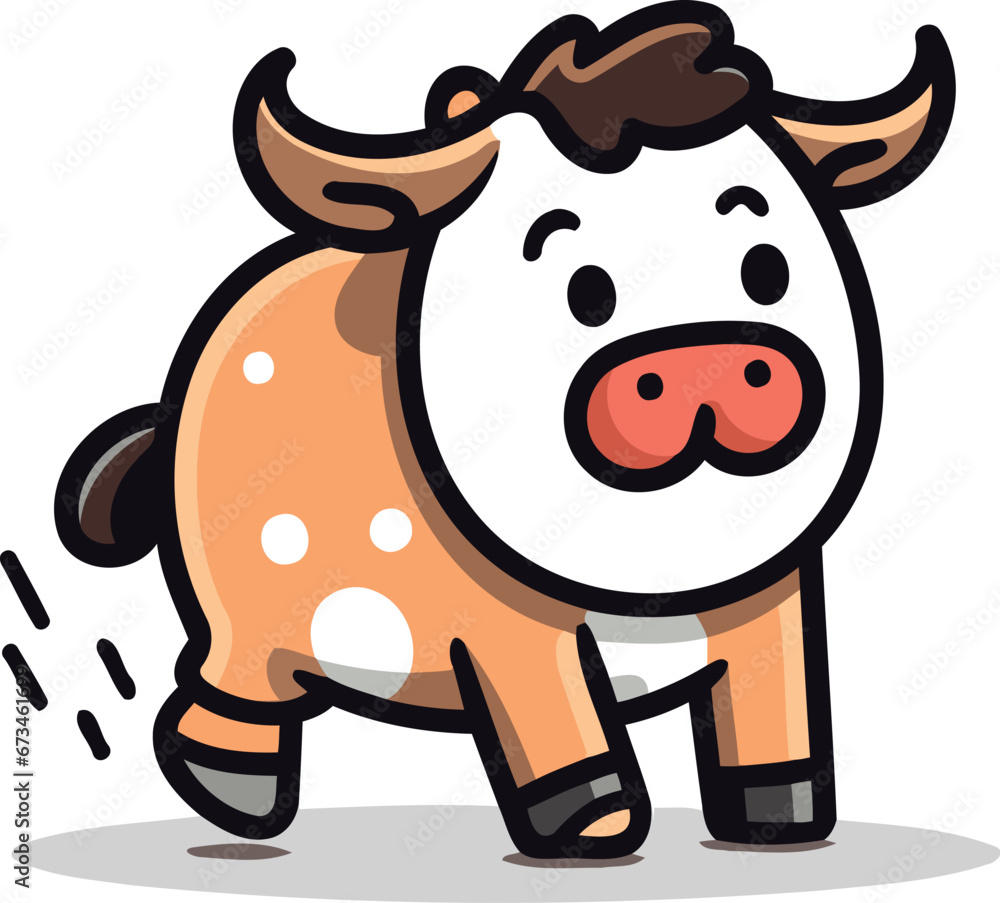 Cute cartoon cow. Vector illustration. Isolated on white background. Cute cartoon cow. Vector illustration. Isolated on white background.