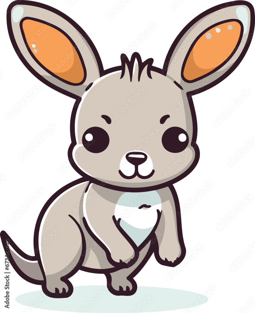 Cute kawaii kangaroo cartoon character vector illustration. Cute kawaii kangaroo cartoon character vector illustration.