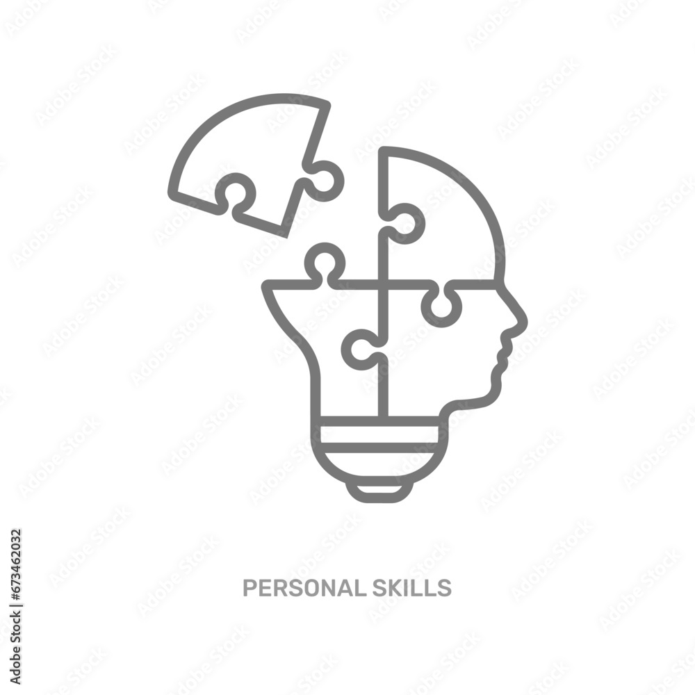 Puzzle head in shape idea lightbulb. Business concept illustration to use in brainstorming, idea, innovation, teamwork and partnership design projects and presentations. EPS 10. Puzzle head in shape idea lightbulb. Business concept illustration to use in brainstorming, idea, innovation, teamwork and partnership design projects and presentations. EPS 10.