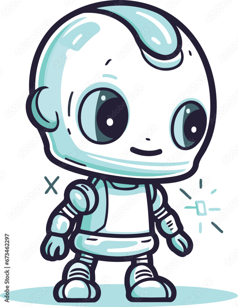 Cute cartoon robot. Vector illustration of a cute little robot. Cute cartoon robot. Vector illustration of a cute little robot.