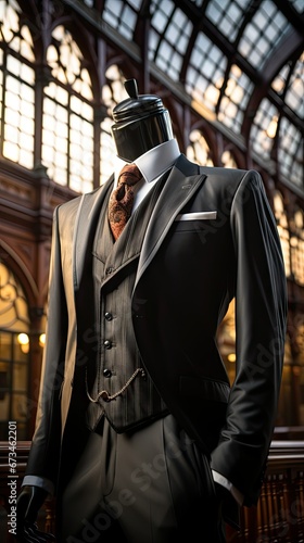 Suit displayed in the window black UHD wallpaper