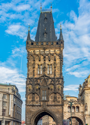 Photography Powder tower (Prasna Brana) on Republic square, Prague, Czech Republic