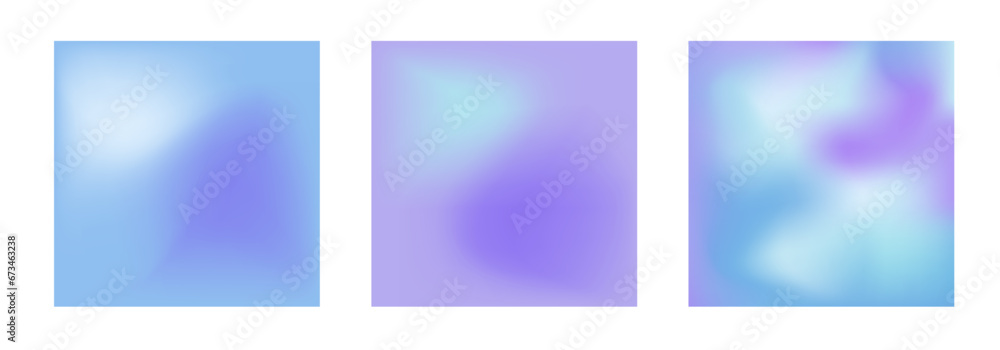 Fototapeta premium set of square Vector gradient fluid backgrounds in winter tones