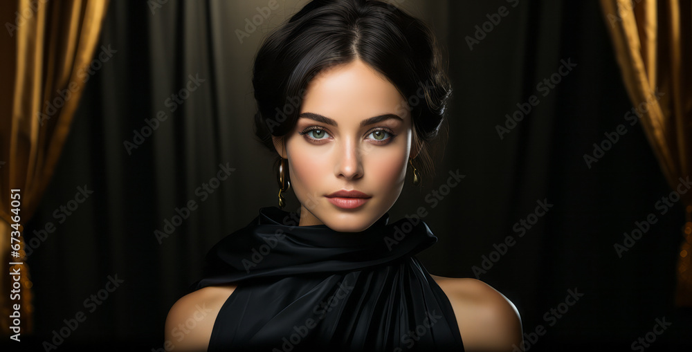 Impeccable Style and Serenity: Close-Up of European High-Fashion Model Impeccable Style and Serenity: Close-Up of European High-Fashion Model
