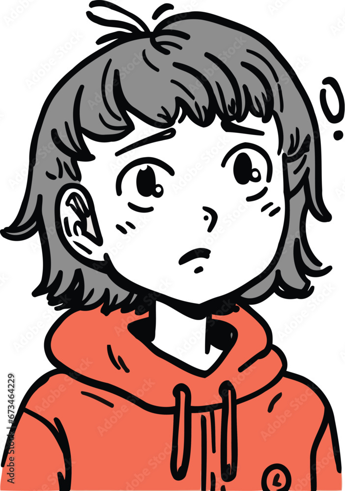 A cartoon illustration of a little girl wearing a red hoodie. A cartoon illustration of a little girl wearing a red hoodie.