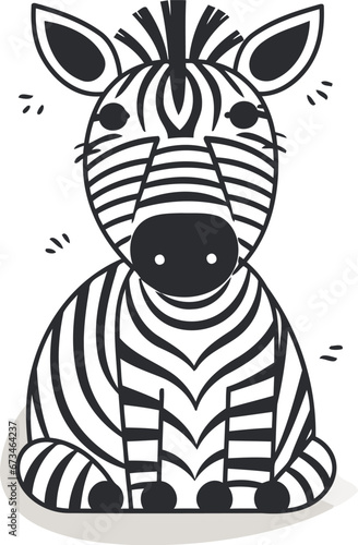 Zebra doodle icon. Animal cartoon theme. Isolated design. Vector illustration