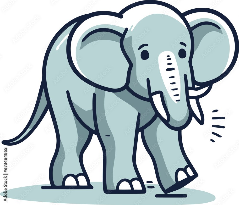 Fototapeta premium Cute cartoon elephant. Vector illustration isolated on a white background.