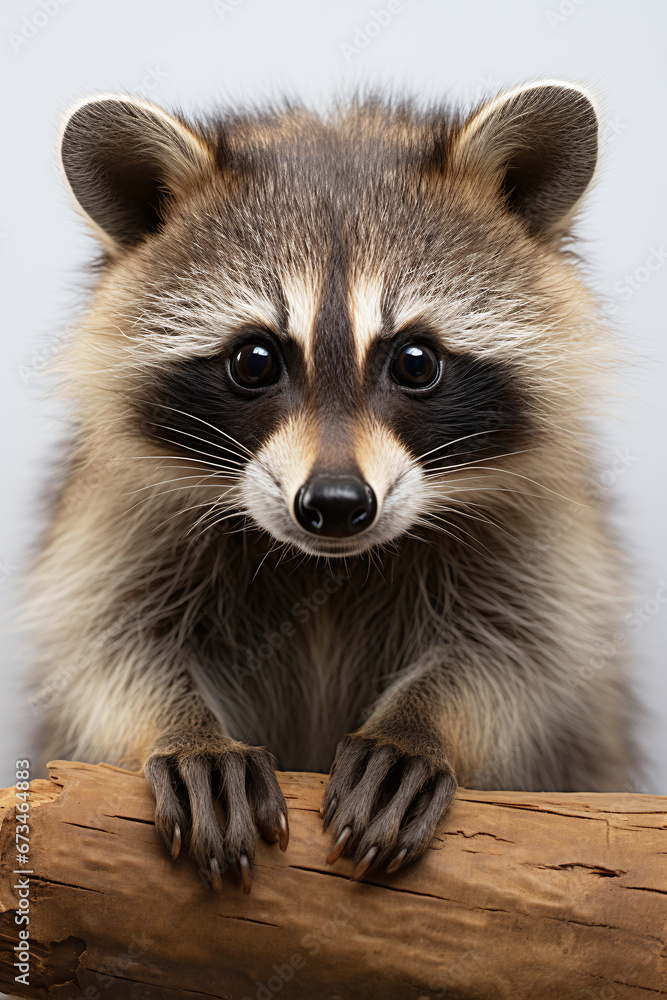 Obraz premium portrait raccoon holding a branch