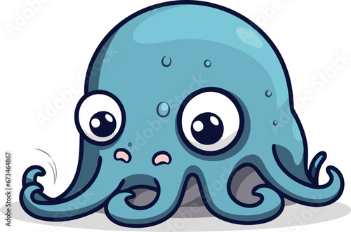 Cute octopus cartoon character. Vector illustration isolated on white background.