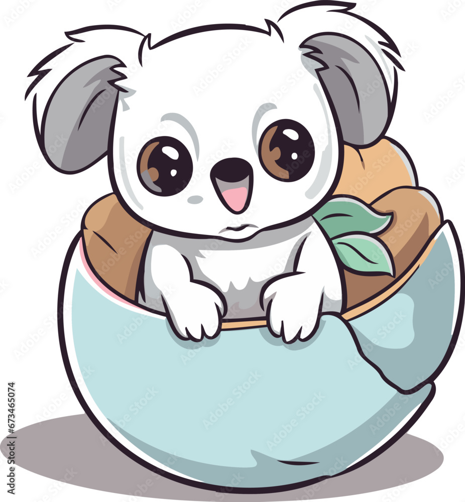 Cute dog in the egg character vector illustration. Cartoon style. Cute dog in the egg character vector illustration. Cartoon style.