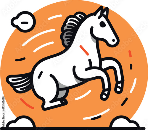 Horse flat line icon. Vector illustration of horse on white background.