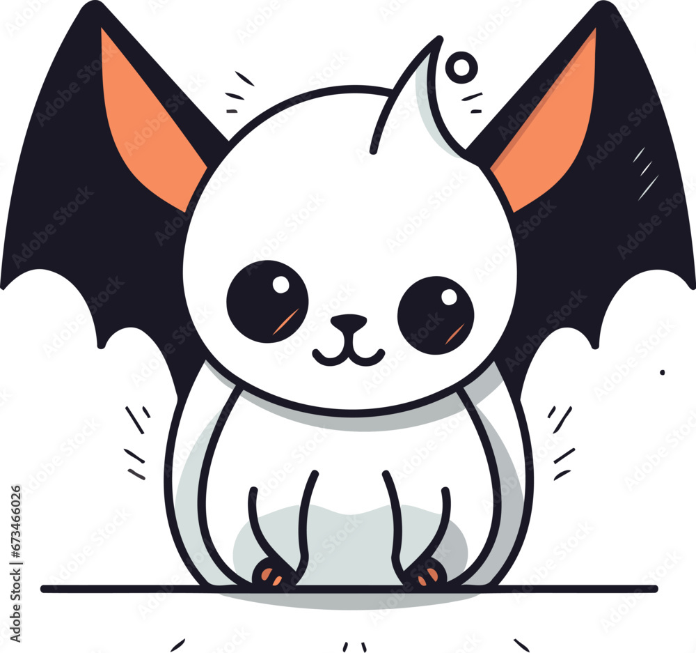 Cute cartoon kawaii vampire bat. Halloween vector illustration. Cute cartoon kawaii vampire bat. Halloween vector illustration.