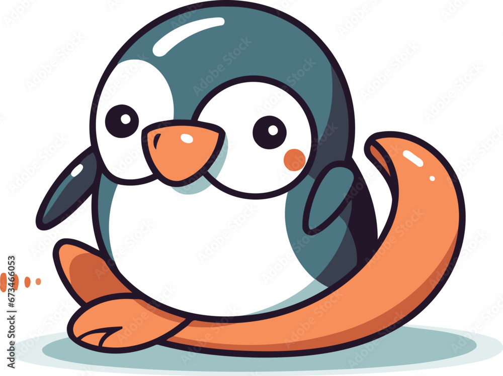 Naklejka premium Cute penguin cartoon character. Vector illustration in cartoon style.