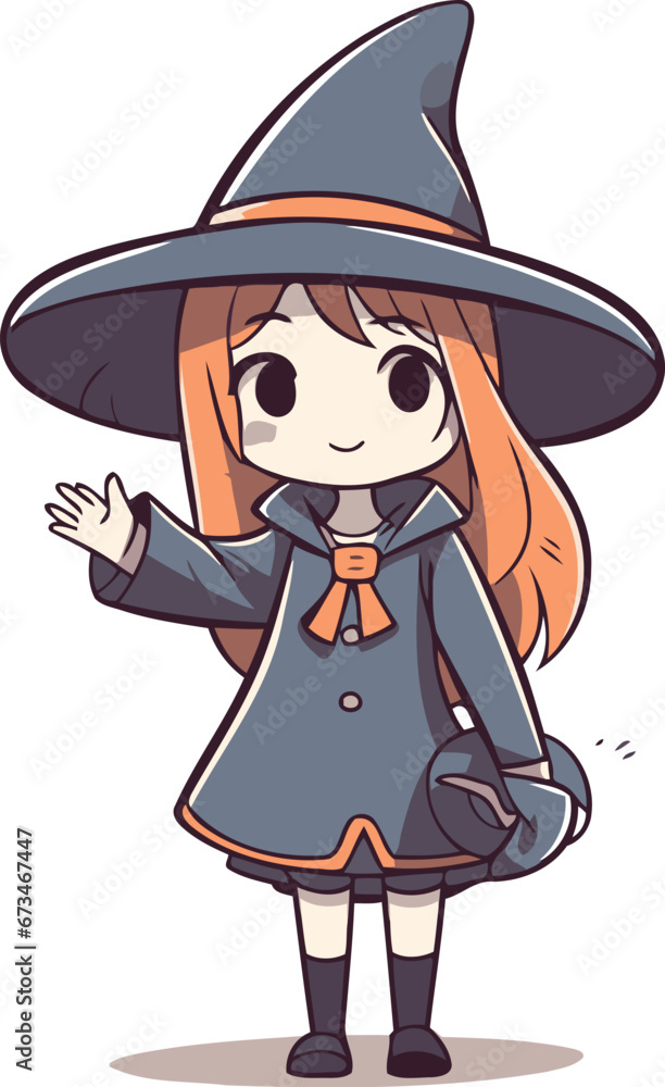 Cute witch girl in halloween costume. Vector illustration. Cute witch girl in halloween costume. Vector illustration.