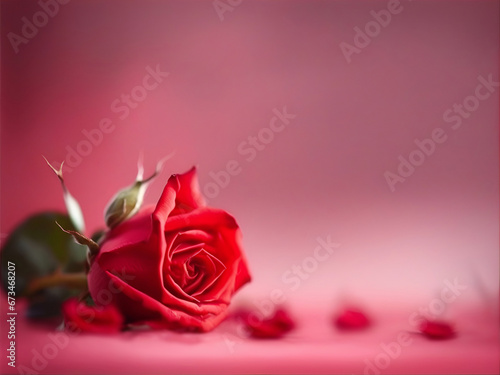 Soft blur background with rose. Template romantic greeting card with floral
