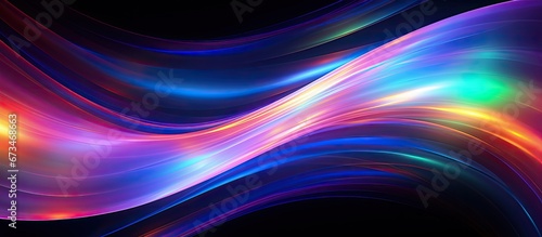 An abstract wallpaper with a shining iridescent effect caused by a rainbow distortion and refraction The swirls and leaks appear as an overlay on the background resembling a burst of lens fl