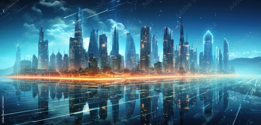 metropolis, large city surrounded by sea or ocean