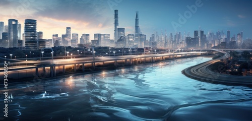 metropolis, large city surrounded by sea or ocean