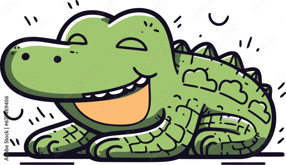 Fototapeta premium Cartoon crocodile. Vector illustration of a cute crocodile.