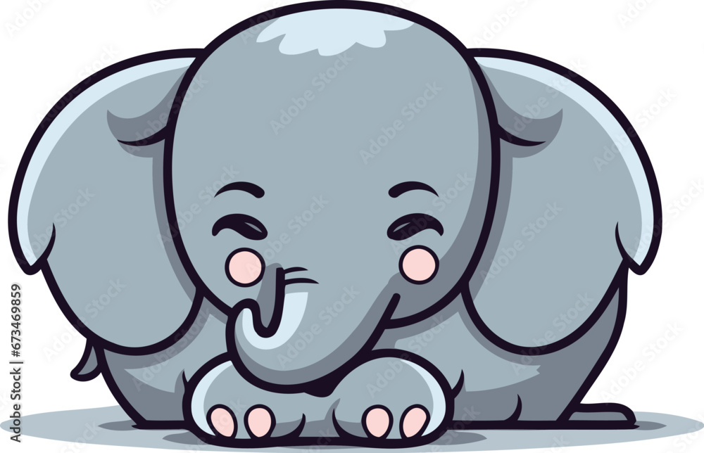Cute baby elephant isolated on white background. Vector cartoon illustration. Cute baby elephant isolated on white background. Vector cartoon illustration.