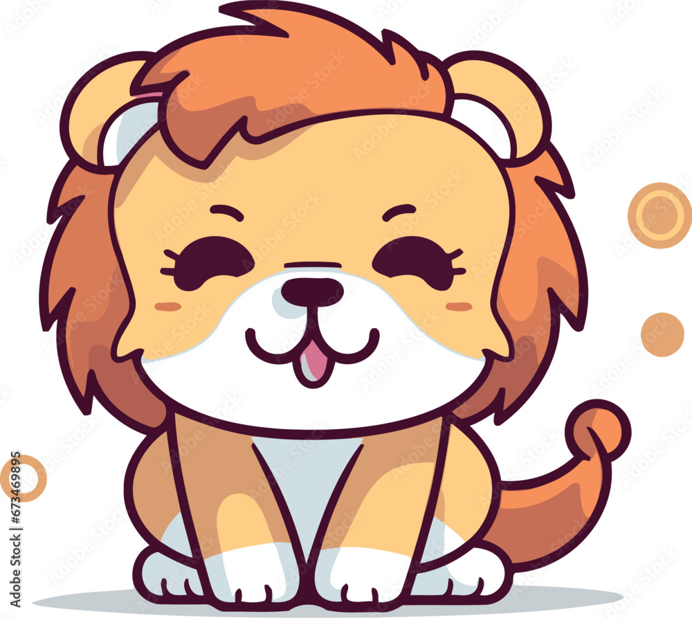 Obraz premium Cute cartoon lion. Vector illustration of a cute cartoon lion.