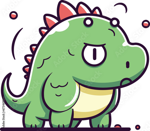 Cute Dinosaur Cartoon Vector Illustration. Isolated On White Background