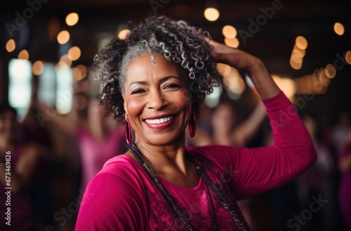 in this fitness class older women dance in a yoga studio