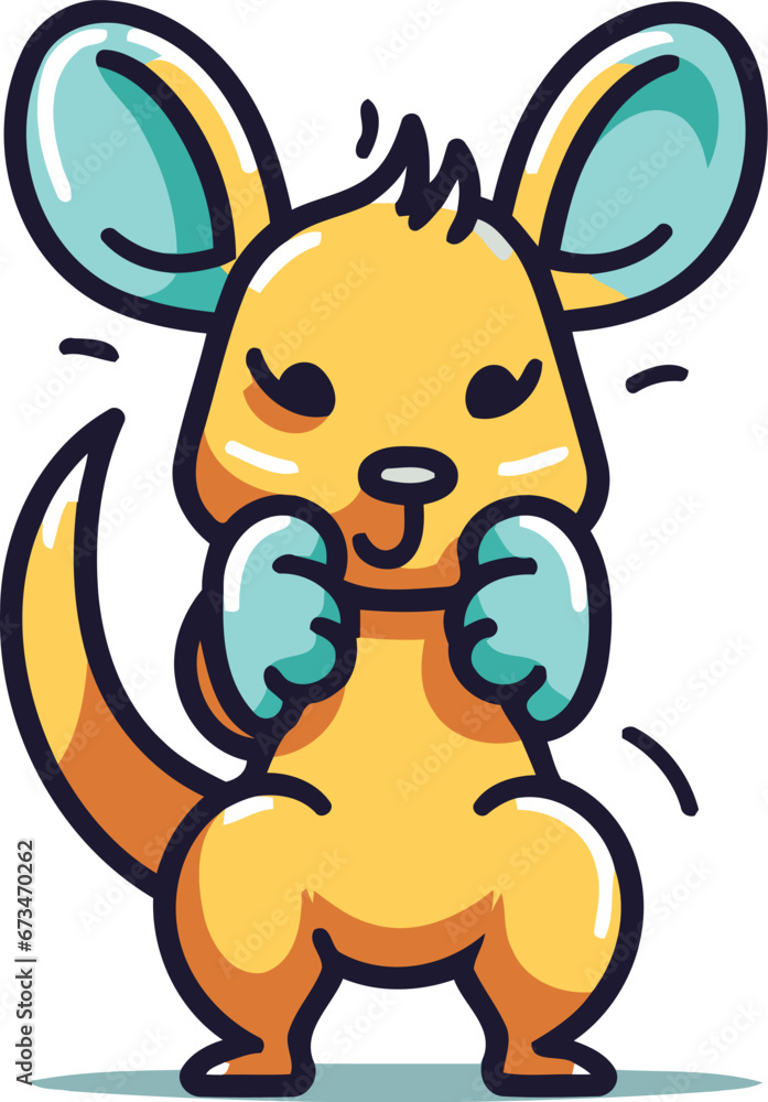 Cute kawaii cartoon kangaroo. Vector illustration. Cute kawaii cartoon kangaroo. Vector illustration.