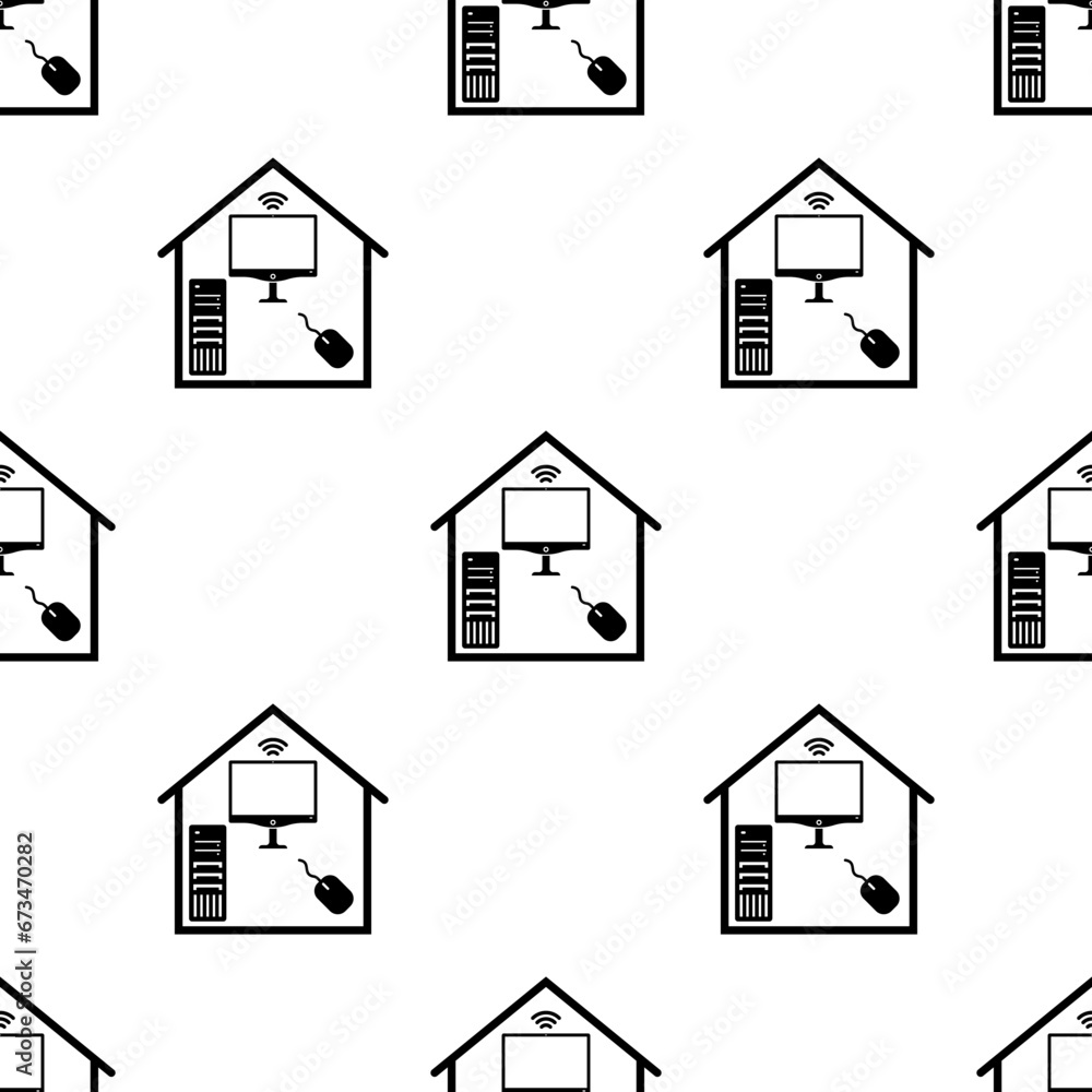 Work From Home Icon Seamless Pattern, Online Work From Home, Telecommuting Work From Home Icon Seamless Pattern, Online Work From Home, Telecommuting