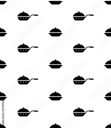Pan Icon Seamless Pattern, Frying Pan, Cooking Pan, Frypan, Skillet