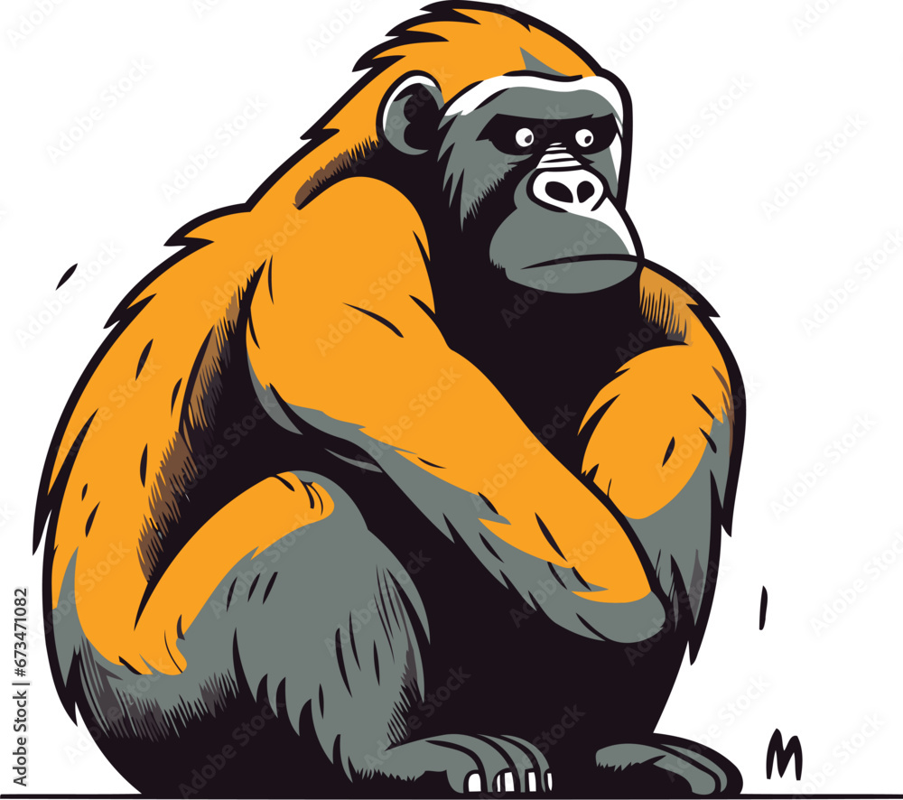 Fototapeta premium Gorilla. Vector illustration of a gorilla on a white background.