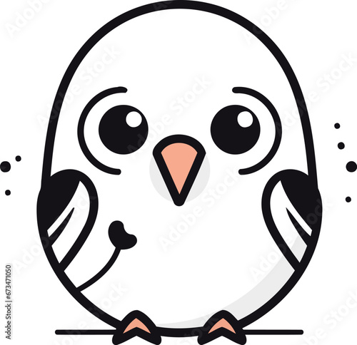 Cute kawaii cartoon bird. Vector illustration isolated on white background.