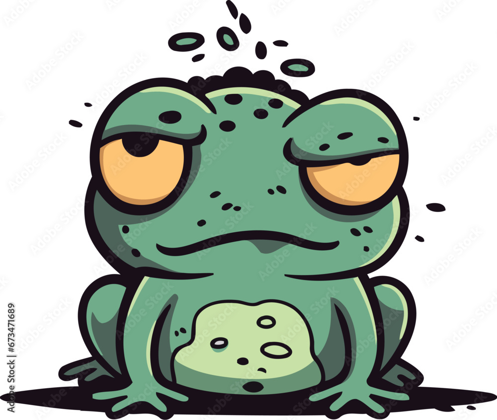 Naklejka premium Cartoon frog. Vector illustration of a funny frog. Cartoon frog.